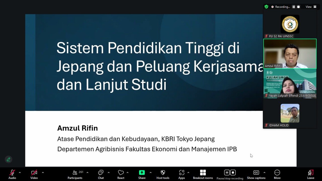 Prodi PJJ S2 PAI UIN Siber Syekh Nurjati Cirebon Gelar Kuliah Umum Menghadirkan Atase Pendidikan dan Kebudayaan KBRI Tokyo